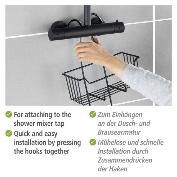 Mensola da bagno sospesa in acciaio inox nero Milo - Wenko