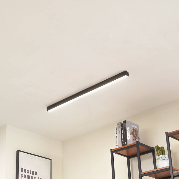 Plafoniera a LED Teniona Lucande, dimmerabile, Nero, Soggiorno / Sala da pranzo, Alluminio, Moderno, Plafoniera LED