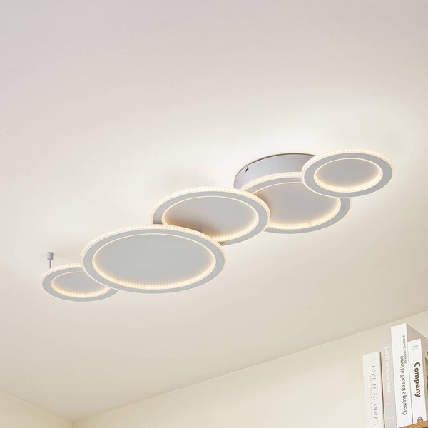 Plafoniera a LED Diala Lucande, dimmerabile, Bianco / Opale, Soggiorno / Sala da pranzo, Plastica, Moderno, Plafoniera LED