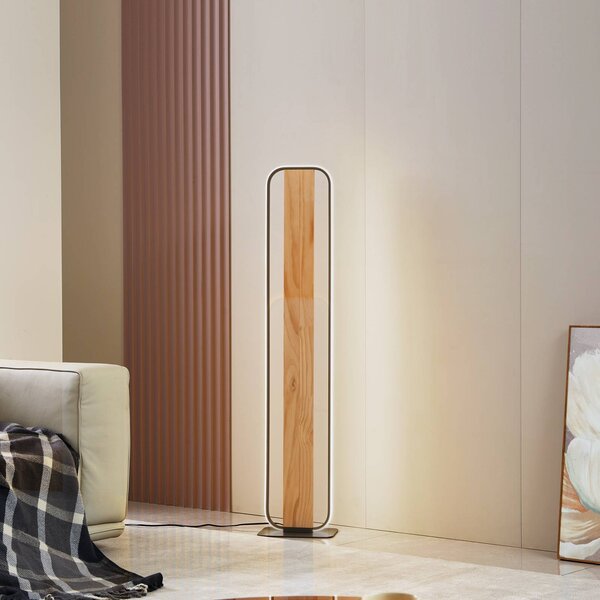 Lampada da terra a LED Romilda Lindby, Legno chiaro, Soggiorno / Sala da pranzo, Campagna / Rustiche, Lampada LED da terra