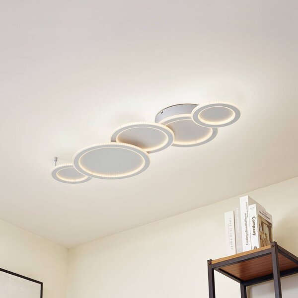 Plafoniera a LED Diala Lucande, dimmerabile, Bianco / Opale, Soggiorno / Sala da pranzo, Plastica, Moderno, Plafoniera LED