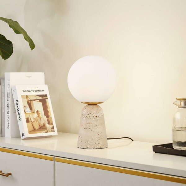Lampada da tavolo Kirstan Lindby, Bianco / Opale, Soggiorno / Sala da pranzo, Pietra, Moderno, Lampada da tavolo