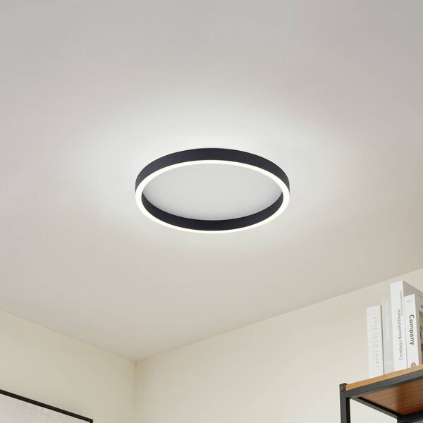Plafoniera a LED Rotundo Lucande, dimmerabile, Nero, Soggiorno / Sala da pranzo, Plastica, Moderno, Plafoniera LED