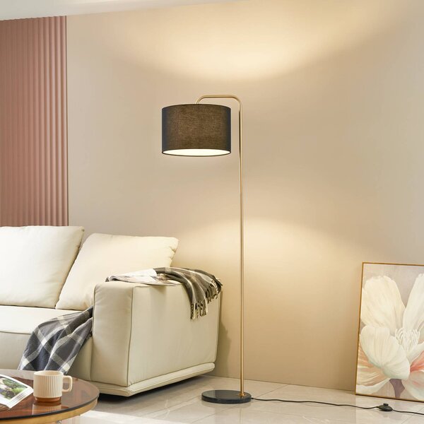 Lampada da terra Hillary Lindby, Nero, Soggiorno / Sala da pranzo, Tessuto / Stoffa / Seta, Moderno, Lampada da terra