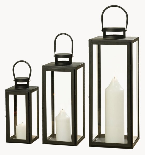Set di 3 lanterne in vetro Arana