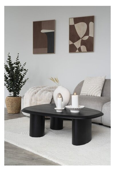Tavolino nero con piano effetto frassino 78x96 cm Tirano - House Nordic