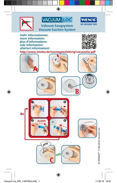Ganci in plastica autoportanti in argento lucido in set di 2 pezzi Genova - Wenko