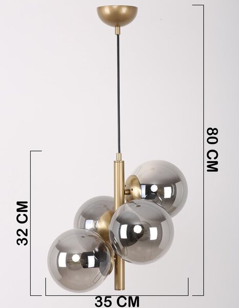 Lampada a sospensione con paralume in vetro grigio-oro ø 15 cm Forte - Squid Lighting