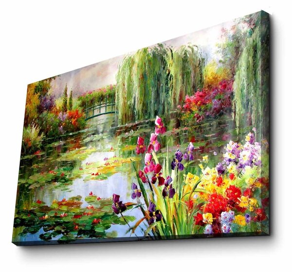 Pittura murale su tela Giardino impressionista, 70 x 45 cm Claude Monet - Colorful Water Lily Pond - Wallity
