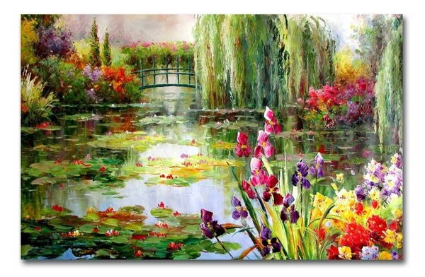 Pittura murale su tela Giardino impressionista, 70 x 45 cm Claude Monet - Colorful Water Lily Pond - Wallity