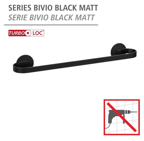 Porta asciugamani in metallo autoportante nero opaco Bivio - Wenko