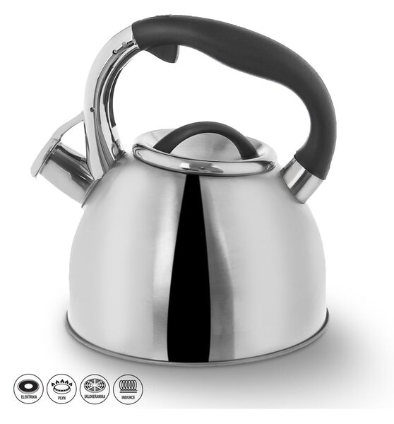 Teiera in acciaio inox con fischietto incernierato Darek, 2,7 l - Orion