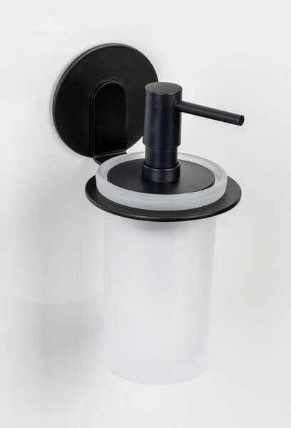 Dispenser di sapone in vetro nero opaco autoportante 150 ml Bivio - Wenko