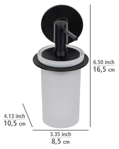 Dispenser di sapone in vetro nero opaco autoportante 150 ml Bivio - Wenko