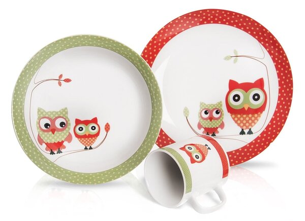 Set da pranzo per bambini in porcellana 3 pezzi Gufo - Orion