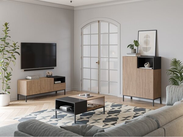 Tavolino in nero-naturale 56x90 cm Cailin - Marckeric