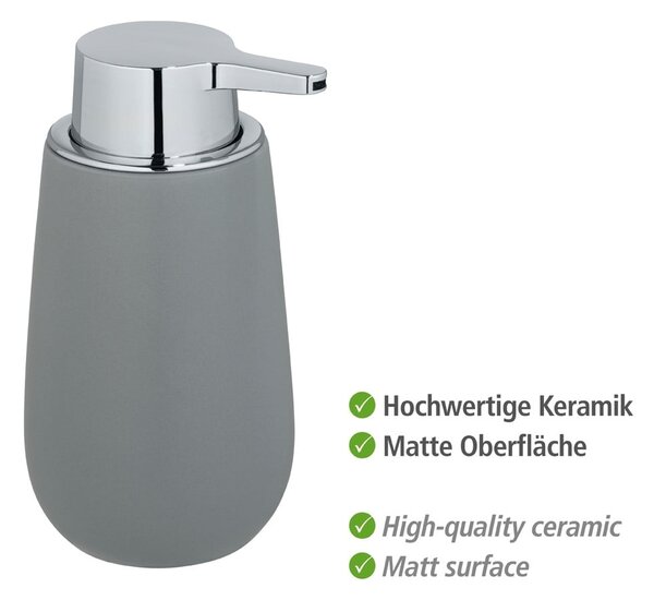 Dispenser di sapone in ceramica grigia 320 ml Badi - Wenko