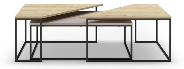 Set di tavolini da salotto con piano effetto rovere 3 pz 70x110 cm Titan – Marckeric