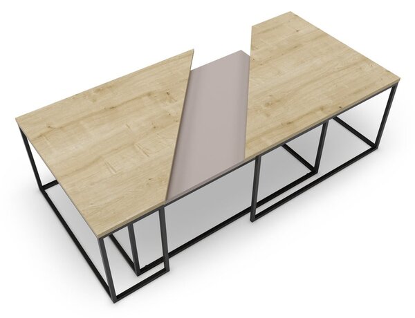 Set di tavolini da salotto con piano effetto rovere 3 pz 70x110 cm Titan – Marckeric