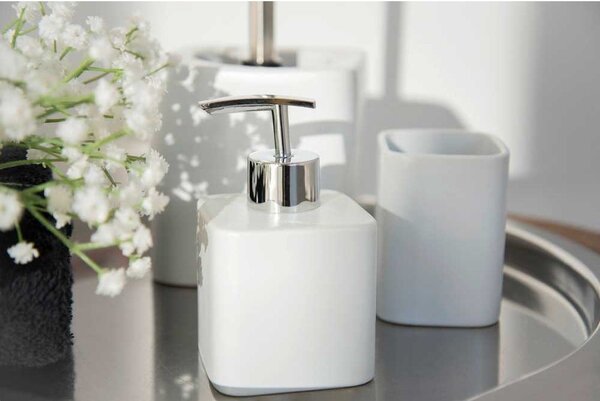 Distributore di sapone in ceramica grigio chiaro, 290 ml Hexa - Wenko