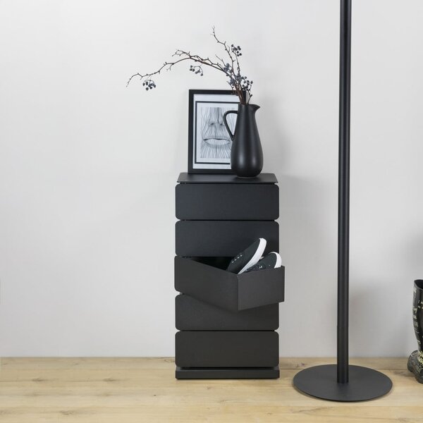 Cassettiera nera in metallo 37x72x26 cm Joey – Spinder Design