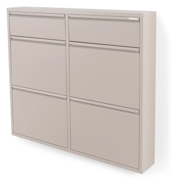 Scarpiera grigio tortora in metallo con ante ribaltabili 98x86x15 cm Billy – Spinder Design