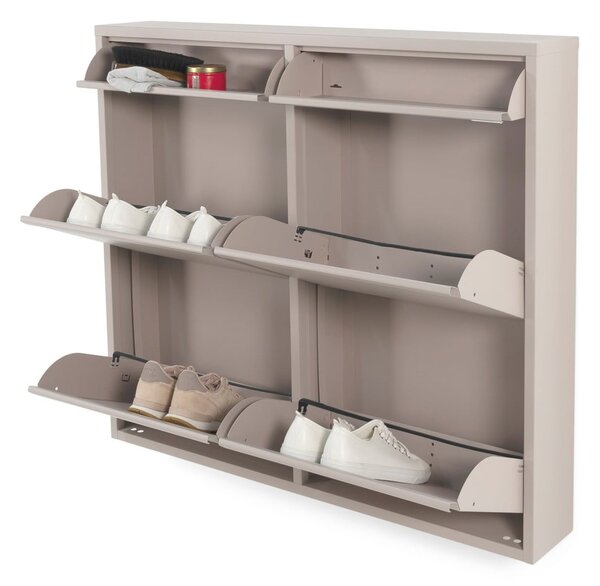 Scarpiera grigio tortora in metallo con ante ribaltabili 98x86x15 cm Billy – Spinder Design
