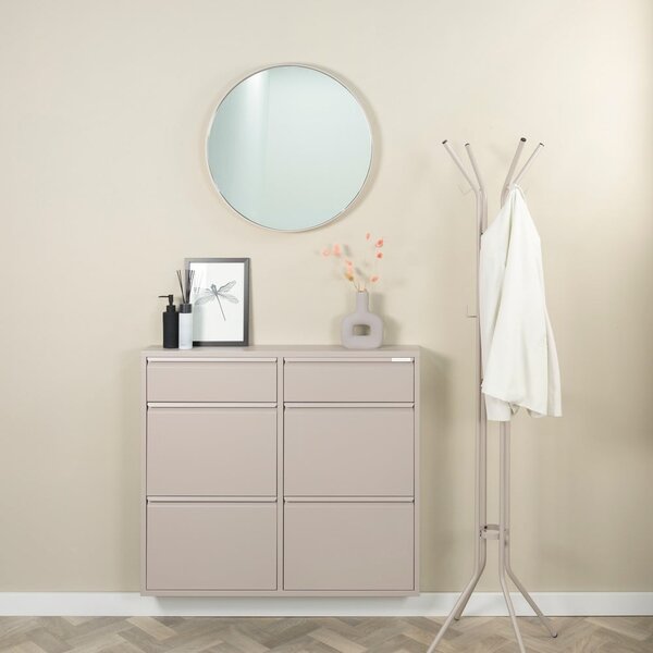Scarpiera grigio tortora in metallo con ante ribaltabili 98x86x15 cm Billy – Spinder Design