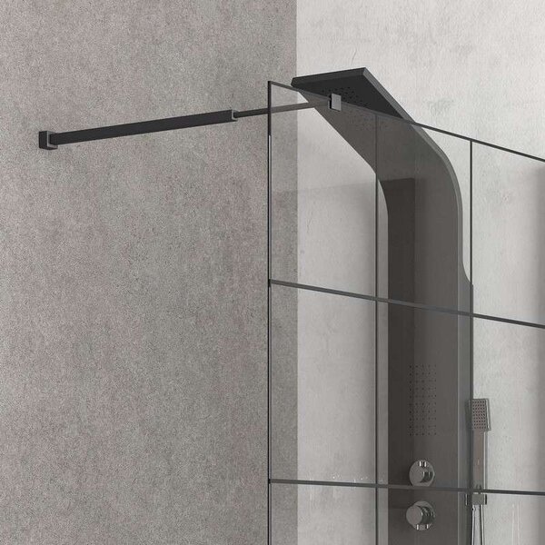 Kamalu box doccia walkin 80 cm con telaio nero nico-w1000