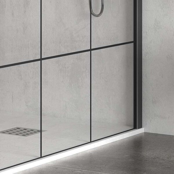 Kamalu box doccia walkin 80 cm con telaio nero nico-w1000