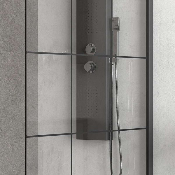 Kamalu box doccia walkin 80 cm con telaio nero nico-w1000