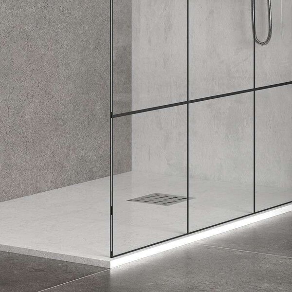 Kamalu box doccia walkin 80 cm con telaio nero nico-w1000