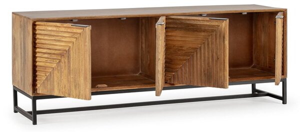 Mobile TV di colore naturale in mango massiccio 160x58x40 cm Nereida – MOME