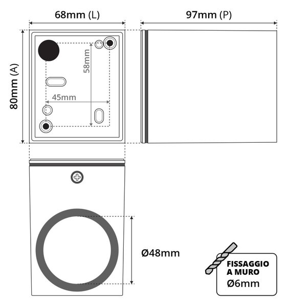 Applique Da Esterno Quadrata Monodirezionale IP65 GU10 Acciaio Inox Base GU10