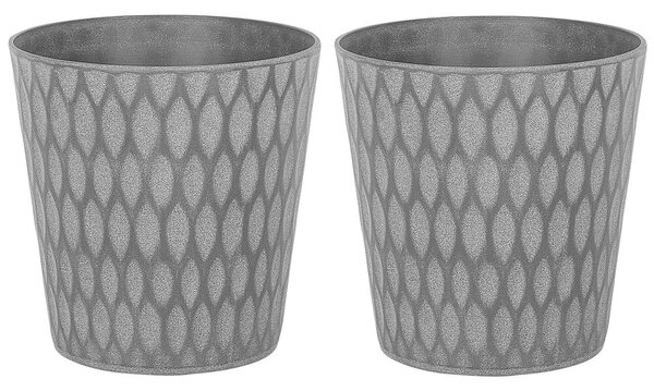 Set di 2 vasi per piante fioriera in fibra di argilla grigio scuro per esterni 36 x 36 cm per tutte le stagioni Beliani
