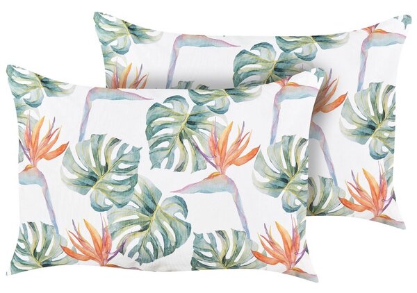 Set di 2 cuscini da giardino in poliestere multicolore 40 x 60 cm Motivo a foglie di Monstera rettangolare Design moderno Cuscino decorativo Beliani