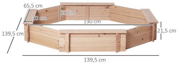 Outsunny Sabbiera per Bambini con Sedili e Copertura, Età 3-8 Anni, 139.5x139.5x21.5cm, Colore Legno
