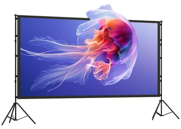 HOMCOM Telo per Proiettore 120" 16:9 HD 4K/8K, Angolo di Visione 160°, Doppia Facciata e Treppiedi Pieghevoli, Bianco | Aosom Italy