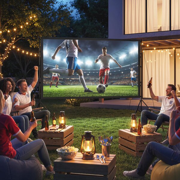 HOMCOM Telo per Proiettore 120" 16:9 HD 4K/8K, Angolo di Visione 160°, Doppia Facciata e Treppiedi Pieghevoli, Bianco | Aosom Italy