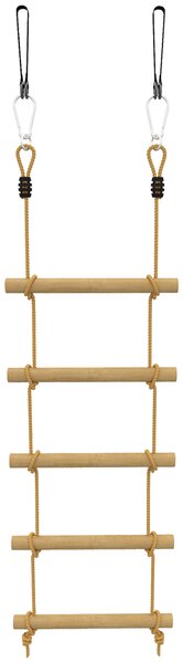 AIYAPLAY Scaletta per Bambini 3-8 Anni a 5 Pioli con Fibbie e Cinghie, in Legno e PE, color Legno | Aosom Italy