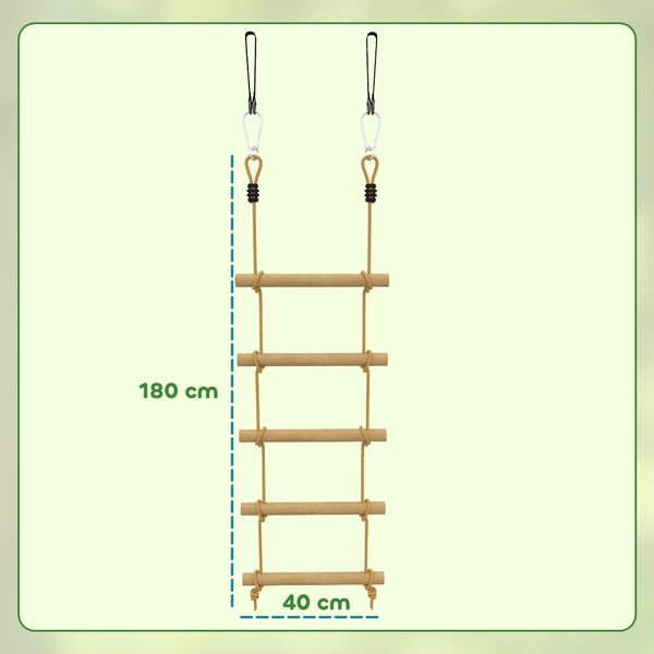 AIYAPLAY Scaletta per Bambini 3-8 Anni a 5 Pioli con Fibbie e Cinghie, in Legno e PE, color Legno | Aosom Italy
