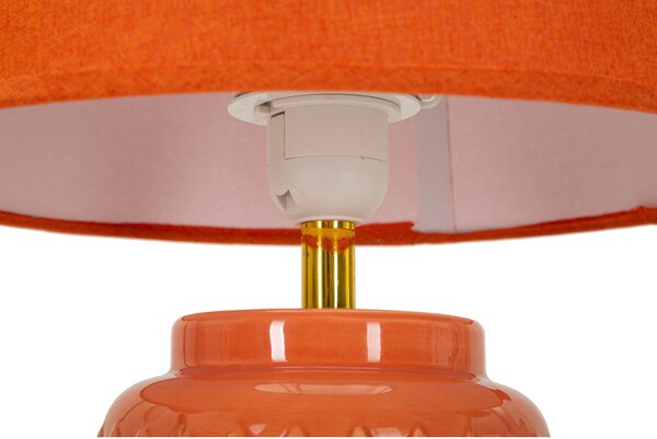 Lampada da comodino con base Arancione decorata con eleganti rombi in rilievo SQUARE ORANGE Dimensioni � 28x h 44 cm Lampada E-27 Attacco con filo FILO paralume colore Arancione