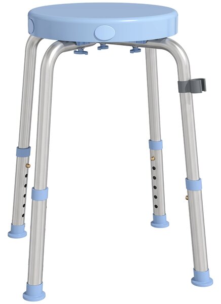 HOMCOM Sgabello da Doccia Girevole, 5 Altezza Regolabile, Antiscivolo, in Lega di Alluminio, Portata 136kg, Celeste | Aosom Italy