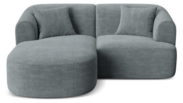 Divano angolare grigio scuro (con penisola a sinistra/con chaise lounge) con rivestimento in velluto a coste Campi – Cosmopolitan Design