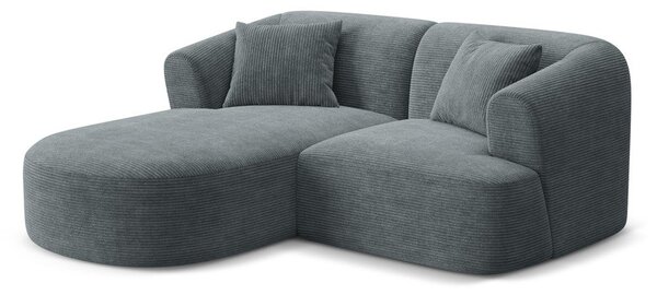 Divano angolare grigio scuro (con penisola a sinistra/con chaise lounge) con rivestimento in velluto a coste Campi – Cosmopolitan Design
