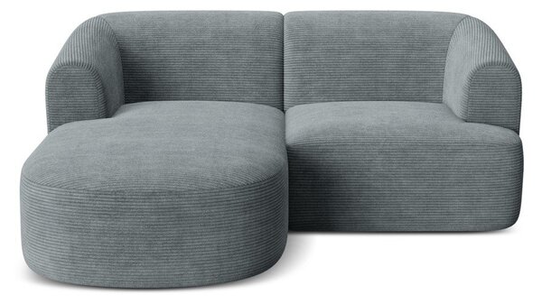 Divano angolare grigio scuro (con penisola a sinistra/con chaise lounge) con rivestimento in velluto a coste Campi – Cosmopolitan Design