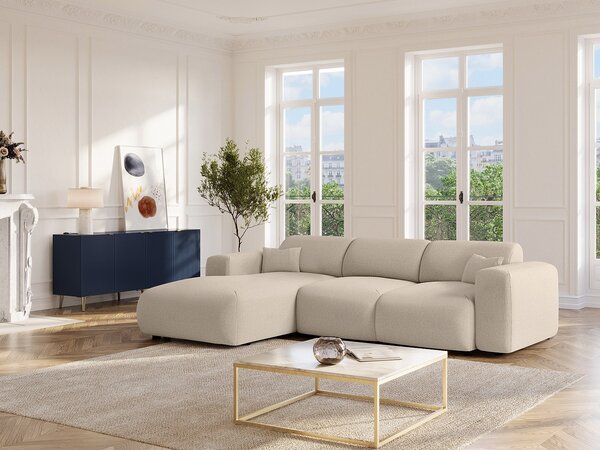 Grande divano letto angolo a sinistra in Tessuto chiné Beige - POGNI della Maison Céphy