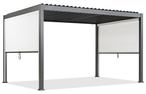 Pergola autoportante da terrazzo Lagos 3x4 con tapparelle laterali Garden Point bianco antracite lunghe 3 m