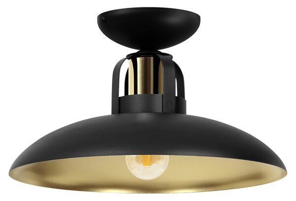 Plafoniera industriale con paralume in metallo nero con interno oro Felix 1xE27 60W Milagro