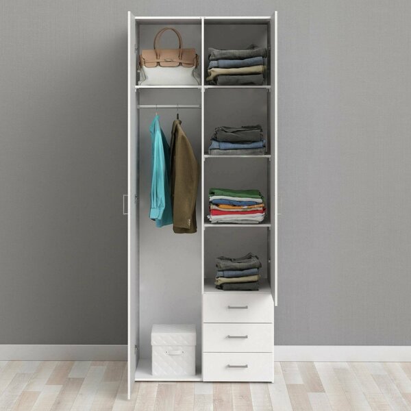 Guardaroba 2 ante\ bianco con appendiabiti 77x200h cm - Apollina